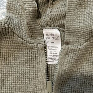 Waffle knit hoodie in olive green